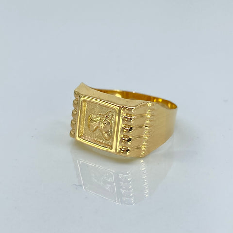 Anillo Cuadro Caballo Oro amarillo 18k / Talla 9 3/4 / 2,47 Gr