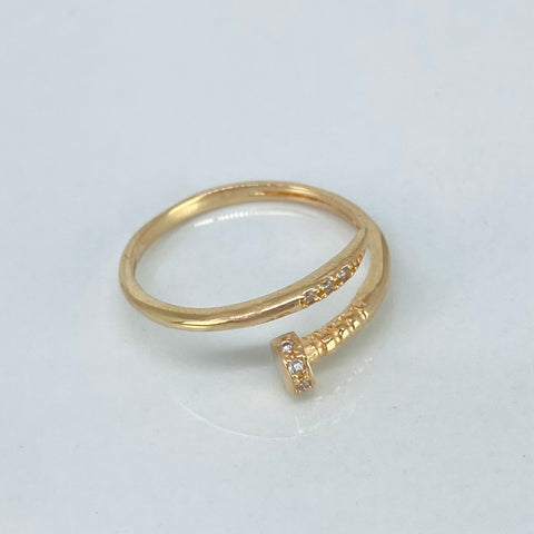 Anillo Clavo CT Circones Blancos Oro amarillo / Talla 7 1/4 / 1,85 Gr *