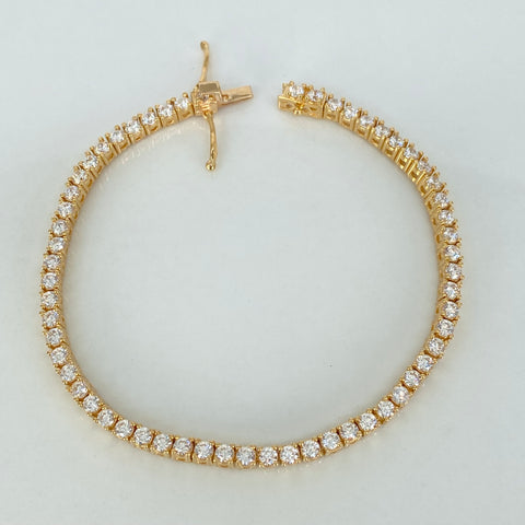 Pulso Tennis Circones Blancos NAC ESP Oro amarillo 18k +1 / 14,95 Gr / 3 mm / 18,2 Cm †