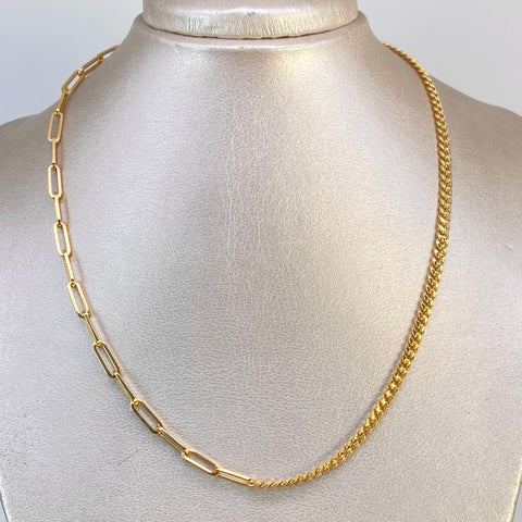 Cadena ● Cubana / Cajon Oro amarillo 18k 6,65 Gr / 3,8 mm / 45 Cm †