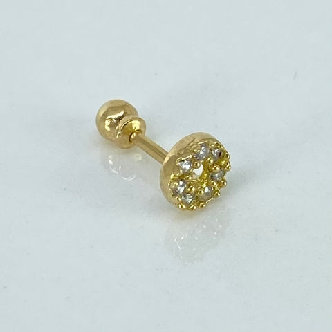 Piercing Circulo Circones Blancos  / Oro Amarillo 18k (Joya) / 5mm / 0,48gr / 1.2cm / (Oreja) †