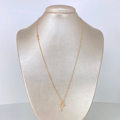 Set Cadena ● Set Tres Por Uno 3x1 + Dije Cruz Fé Oro amarillo 18k 1,51 Gr / 1,2 mm / 50 Cm *