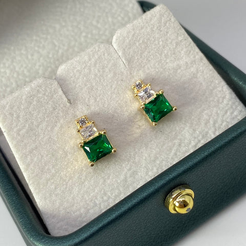 Topos Cuadro Circones Verde Y Blancos Oro amarillo 18k 2,20 Gr / 9,1 mm  *