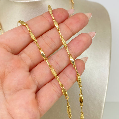 Cadena Rustica Eslabones Punteados Oro amarillo 18k 8,08 Gr / 3,3 mm / 60 Cm