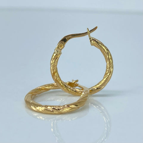 Candongas Entorchadas Lineales Oro amarillo 1,4 Gr / 2 Cm †