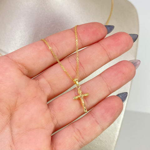 Set Cadena ● Mini China + Dije Cruz Oro amarillo 18k 2,62 Gr / 1,1 mm / 60 Cm *