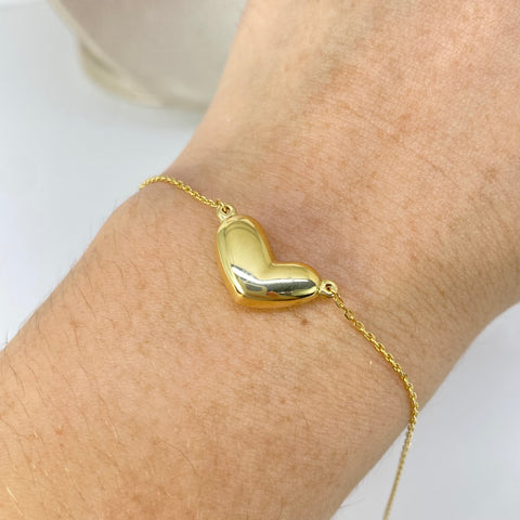 Pulso ● Corazon Aro Seguido Oro amarillo 18k +3 / 1,82 Gr / 0,8 mm / 17,5 Cm