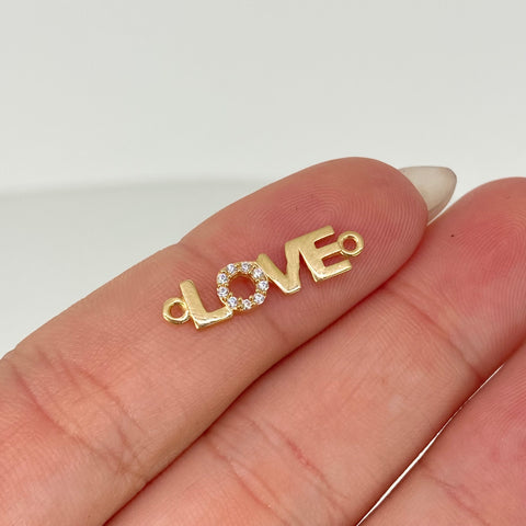 Herraje Love Circones Blancos Oro amarillo 18k 0,8 Gr / 2 Cm  *
