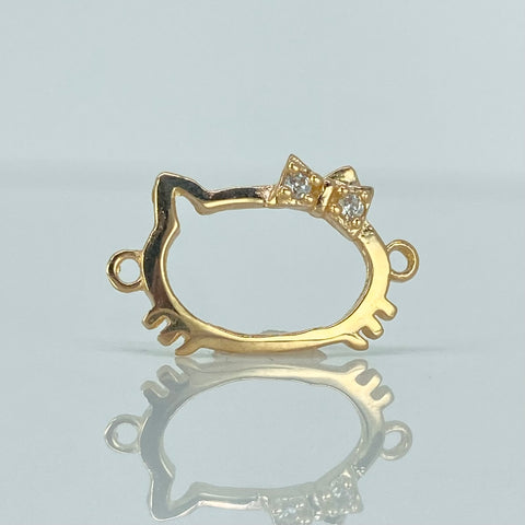 Herraje Caricatura Gato Circones Blancos Oro amarillo 18k 0,85 Gr / 1,8 Cm  *