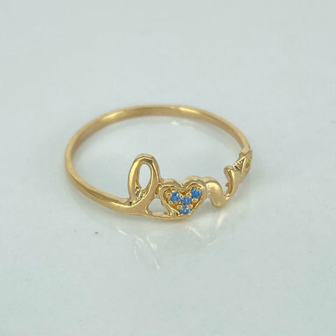 Anillo Love Circones Celestes Oro amarillo 18k / Talla 7 3/4 / 1,3 Gr *