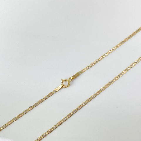 Cadena Italy Plana Diamantada Tres oros 18k 2,05 Gr / 1 mm / 45 Cm *