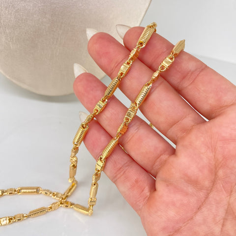 Cadena Rustica Eslabones Diamantados Oro amarillo 14,06 Gr / 4,2 mm / 60 Cm †