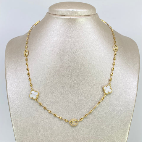Cadena GC Trebol Blancos Oro amarillo 18k 11,65 Gr / 3 mm / 45 Cm *