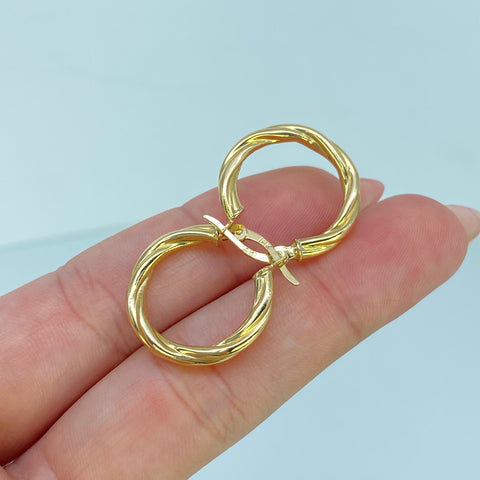 Candongas Entorchadas Oro amarillo 18k 2,32 Gr / 2,3 Cm †