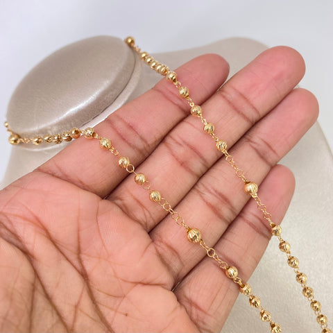 Rosario Virgen Milagrosa Bolas Diamantadas 5/4mm Oro amarillo 7,75 Gr / 50 Cm *