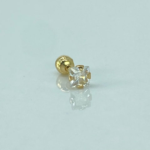 Piercing Circon Blanco 3mm / Oro Amarillo 18k (Joya) / 0,27gr / 1.1cm / (Oreja) *