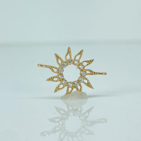 Herraje Sol Circones Blancos Oro amarillo 18k 0,85 Gr / 1,8 Cm  *