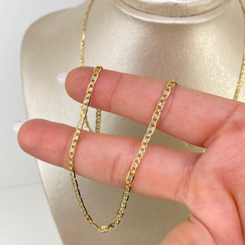 Cadena ● Escalera Plana Diamantada Tres oros 18k 5,67 Gr / 2,6 mm / 60 Cm *