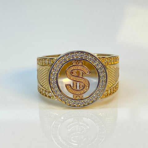 Anillo Signo $ Circones Blancos Tres oros 18k / Talla 11 / 8,80 Gr