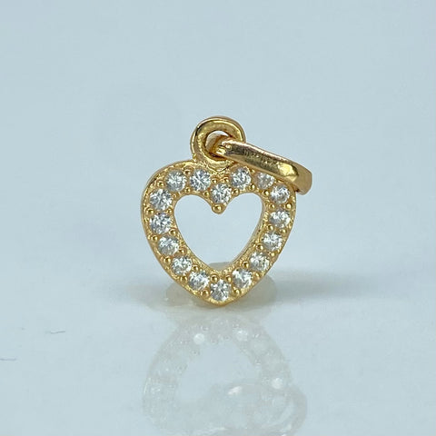 Dije Corazon Circones Blancos Oro amarillo 0,7 Gr / 1,5 Cm