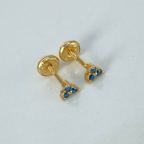 Topos Flor Diamantes Azules 8PTS Oro amarillo 1 Gr / 4 mm *