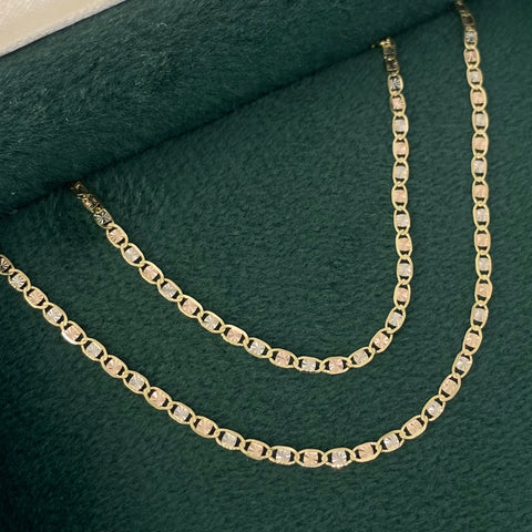 Cadena ● Escalera Plana Diamantada Tres oros 18k 1,75 Gr / 1,6 mm / 50 Cm *