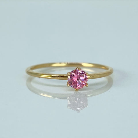 Anillo Solitario Circon Rosa Oro amarillo / Talla 7 / 1,05 Gr †