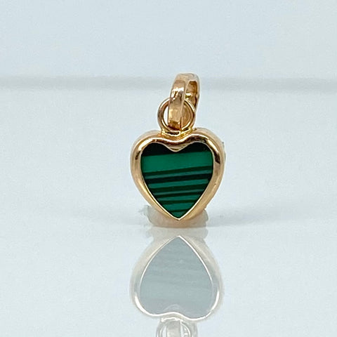 Dije Corazon Verde Oro amarillo 18k 0,42 Gr / 1,5 Cm *
