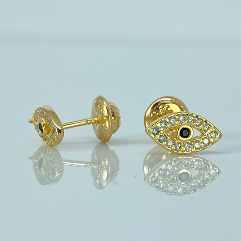 Topos Ojo Circones Blancos Negro Oro amarillo 18k 1,05 Gr / 9 mm  *