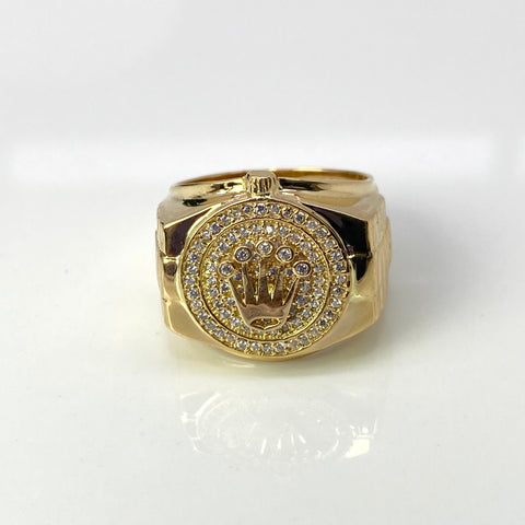 Anillo Corona RX Circones Blancos Oro amarillo 18k / Talla 9 1/4 / 8,45 Gr