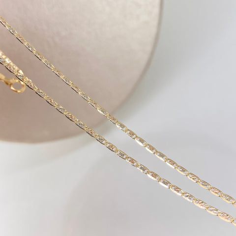 Cadena ● Escalera Plana Diamantada Tres oros 18k 1,34 Gr / 1,2 mm / 45 Cm *