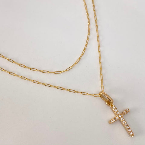 Set Cadena ● Cajon + Dije Circones Blancos Oro amarillo 18k 2,05 Gr / 1,1 mm / 50 Cm *