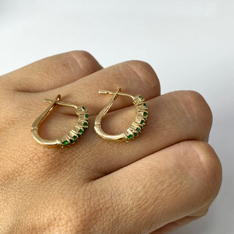 Candongas Esmeraldas Oro amarillo 18k 2,78 Gr / 2 Cm *