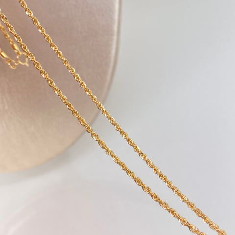 Set Cadena ● Lazo + Dije Virgen Guadalupe Oro amarillo 18k 1,85 Gr / 1,6 mm / 45 Cm
