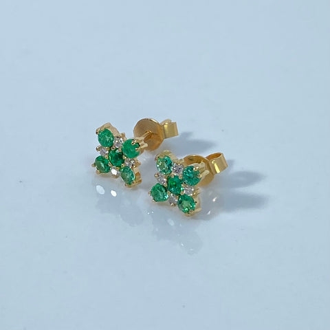Topos Flor / 16 Pts Diam / 20 Pts Esme Oro amarillo 18k 1,48 Gr / 9 mm †