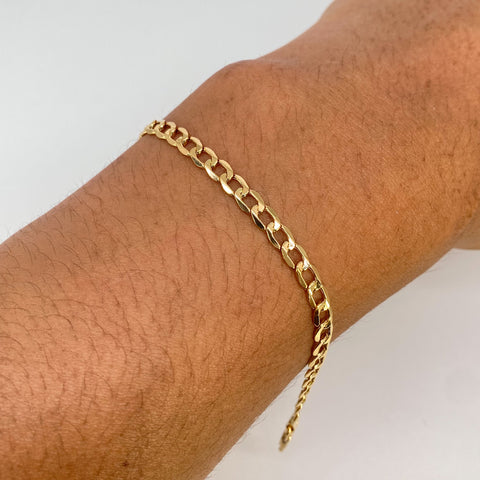 Pulso ● Cubano Oro amarillo 18k +1 / 3,15 Gr / 4,2 mm / 19,6 Cm
