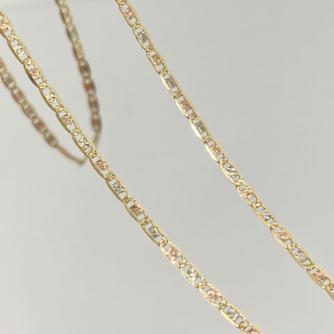Cadena ● Escalera Plana Diamantada Tres oros 18k 1,91 Gr / 1,5 mm / 45 Cm