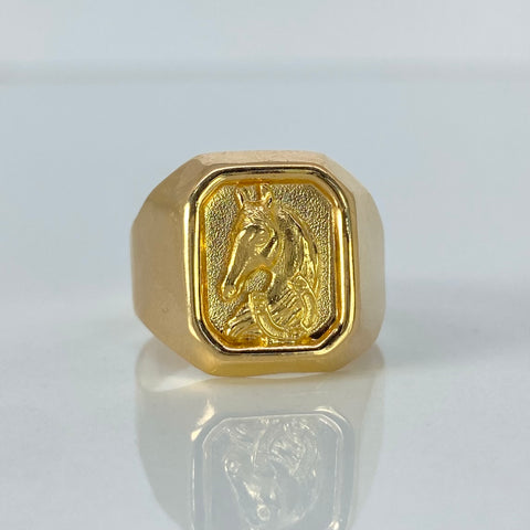 Anillo Sello Caballo Oro amarillo / Talla 8 1/2 / 3,53 Gr