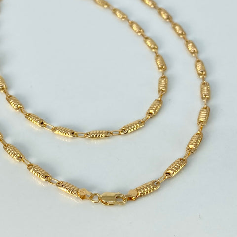 Cadena Rustica Eslabones Diamantados Oro amarillo 6,05 Gr / 3 mm / 60 Cm *