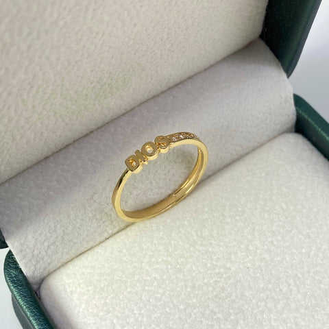 Anillo Dios Circones Blancos Oro amarillo 18k / Talla 6 1/2 / 1,63 Gr
