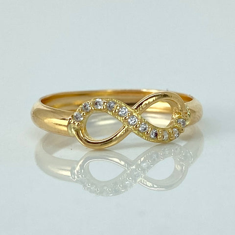 Anillo Infinito Circones Blancos Oro amarillo 18k / Talla 5 / 1 Gr