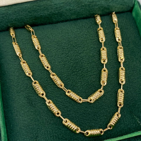 Cadena Rustico Cilindros Oro amarillo 18k 7,75 Gr / 3,3 mm / 60 Cm †