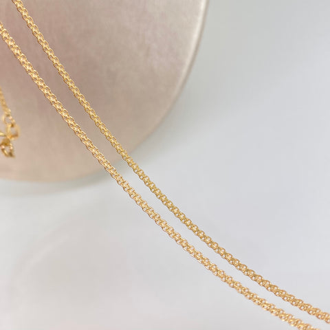 Set Cadena ● China + Dije Cruz Cristo Oro amarillo 18k 4,02 Gr / 1,4 mm / 60 Cm †