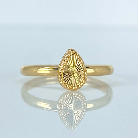 Anillo Lagrima Diamantada Oro amarillo 18k / Talla 7 1/4 / 1,25 Gr *