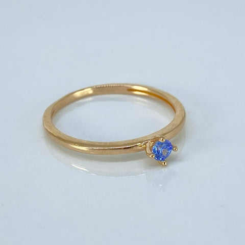 Anillo Solitario Circon Azul Oro amarillo / Talla 7 1/4 / 1,51 Gr