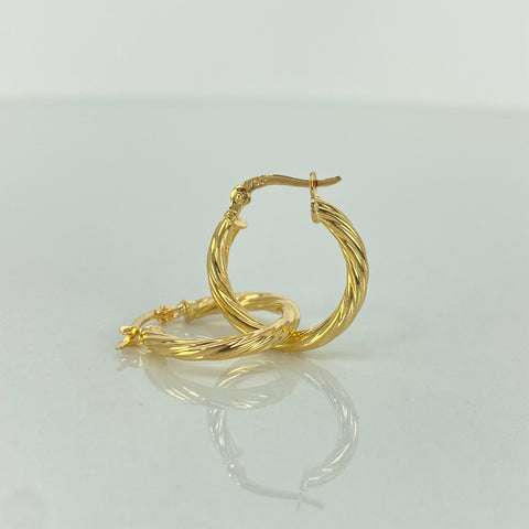 Candongas Entorchadas Oro amarillo 18k 1,73 Gr / 2,1 Cm  *