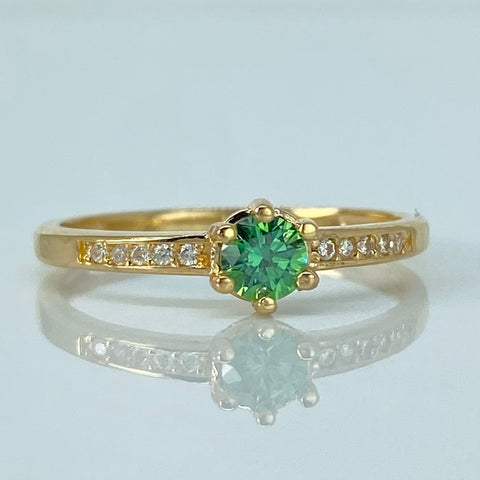Anillo Solitario Churumbela Circones Blancos Oro amarillo / Talla 7 1/4 / 1,93 Gr †