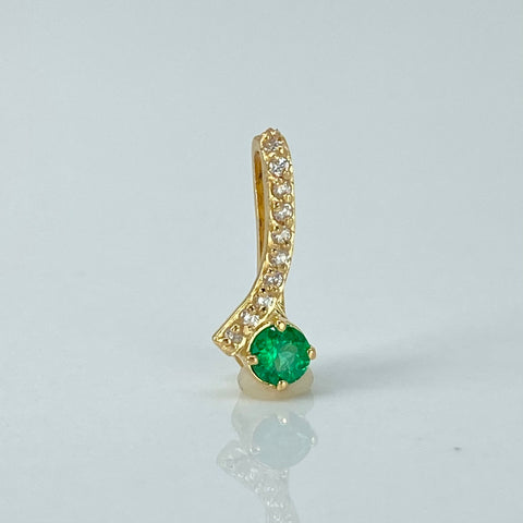 Dije 10PTS Esmeralda / 10 Diamantes 5PTS Oro amarillo 18k 0,65 Gr / 1,5 Cm / 3 mm *