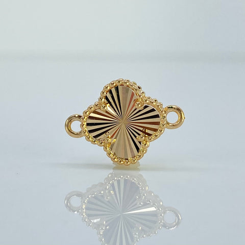 Herraje Trebol Dorado Diamantado Oro amarillo 18k 1,25 Gr / 1,6 Cm  *