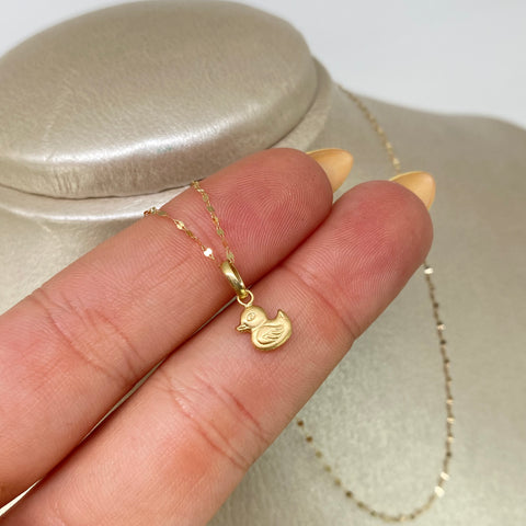 Set Cadena ● Crispeta + Dije Pato Oro amarillo 18k 0,7 Gr / 1 mm / 50 Cm *
